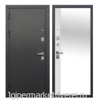 Входная металлическая дверь 9 см Серебро Эмалит белый зеркало производителя Феррони