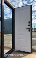 Входная металлическая дверь Эльбрус Термо 3 Букле муар 8019 Белый матовый производителя Феррони